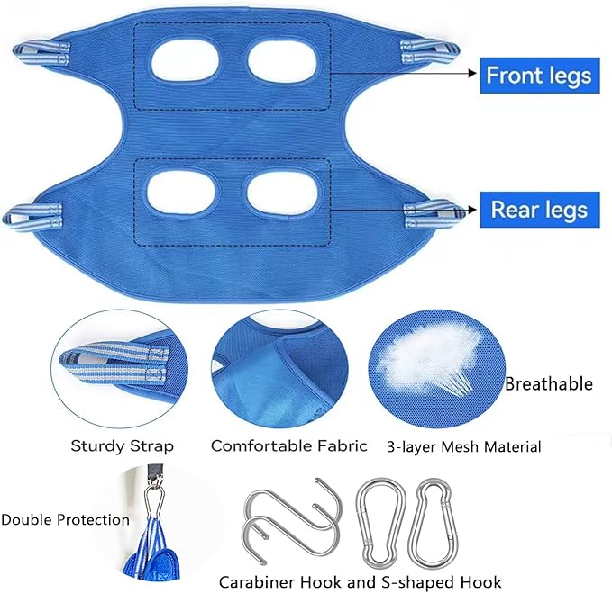 BLUECOW Pet Grooming Set, 12 in 1 Nail Trimming Hammock for Dogs Cats, Restraint Bag Including Nail Clipper, Trimmer, Scissors, Nail File and Comb