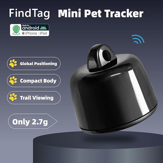 Cat and Dog Tracker, Mini Tracker for Pets, iOS and Android, Smart Pet Tracker Location Tracking Collar, Works Worldwide with Any Collar, No Other Fees, Find Tag