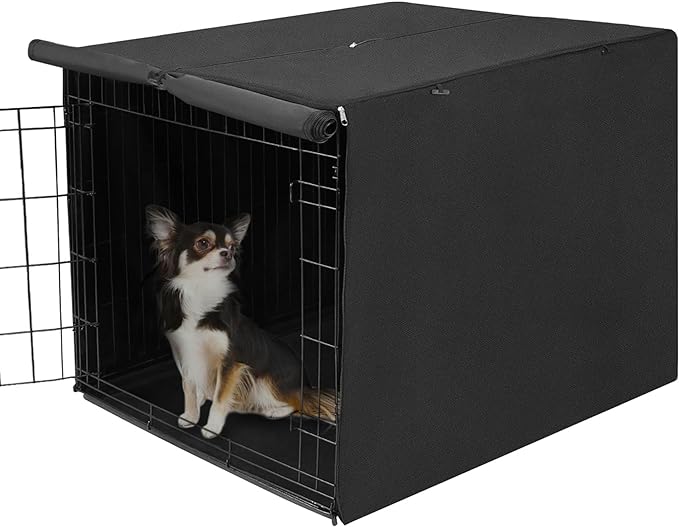 Deblue Durable Medium Dog Crate Cover, Windproof Dog Kennel Covers Fit 30 inch Wire Crate Cover Black - (30 inches, Black)