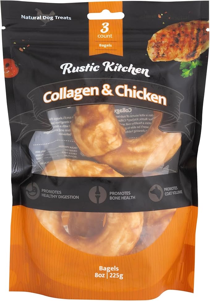 Collagen Dog Chew Hand-Rolled Bagel (Real Chicken)- 3ct
