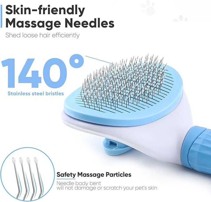 Cat Brush Self Cleaning Slicker Brush with Release Button, Dog Brush for Long or Short Haired Pets, Cat Comb Dog Shedding Brush for Pet Massage, Brush Tool Easy to Remove Loose Undercoat