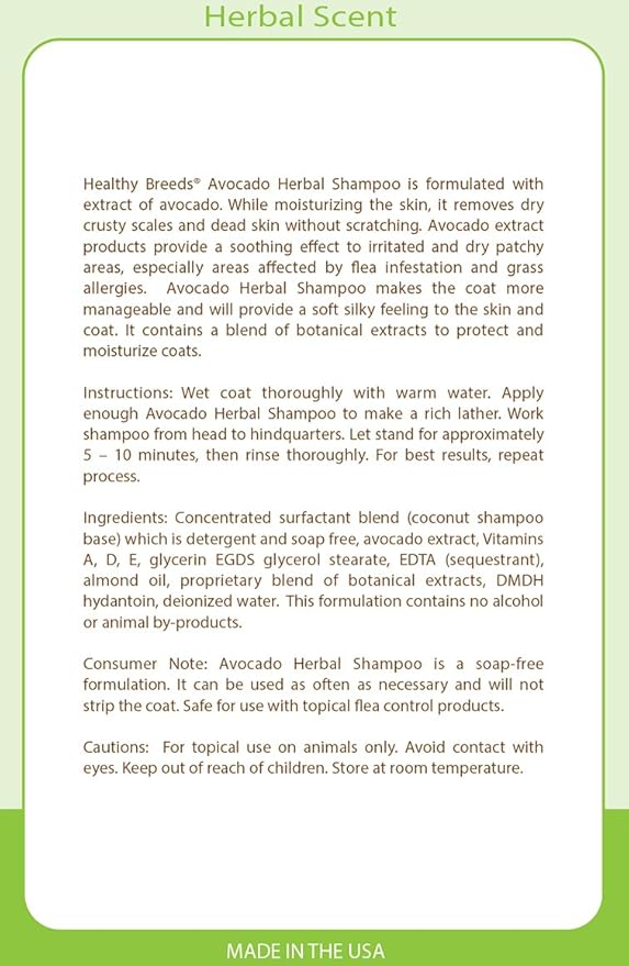 Healthy Breeds Chinese Shar Pei Avocado Herbal Dog Shampoo 16 oz (Pack of 2)