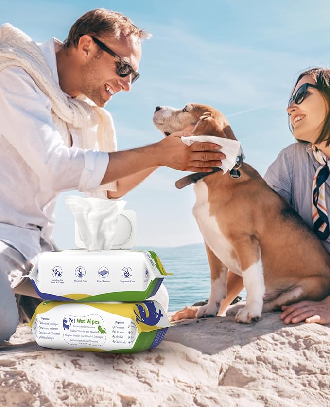 Dog Wipes for Paws and Butt, Pet Wipes for Dog Cat, Unscented Hypoallergenic Thick Dog Grooming Wipes for Cleaning Deodorizing, Puppy Wipes for Face Eye Ears Body Bath, 2Pack/200 Count