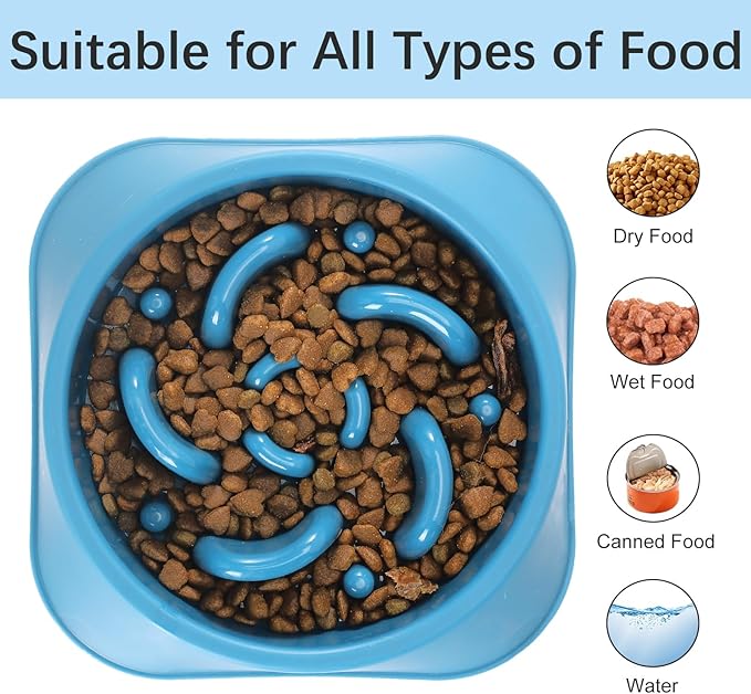 MateeyLife Slow Feeder Dog Bowls, Anti-Choking Puzzle Dog Food Bowls, Anti-Slip Interactive Feeding Slow Down Eating, Bloat Stop Maze Dishes for Medium Large Breeds DarkBlue