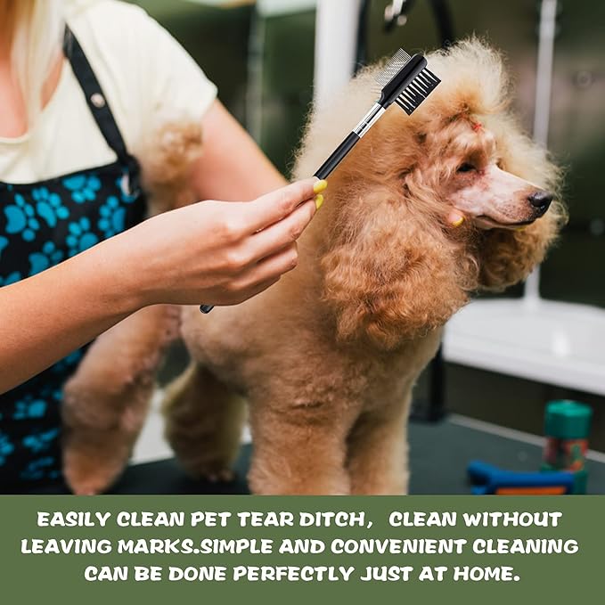 cobee Double-Head Metal Grooming Comb for Dogs, Puppies, and Cats - 2 Pcs Booger, Flea, Crust, Mucus, and Tear Stain Remover