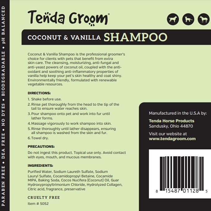 Tenda Coconut and Vanilla Dog Shampoo (16oz)