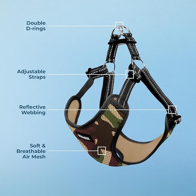 Best Pet Supplies Voyager Adjustable Dog Vest Harness Breathable No Pull Harness for Small, Medium, Large Dogs, Harness for Walking, Jogging, Easy Step-in, Reflective Stripes - (Army Base), XL