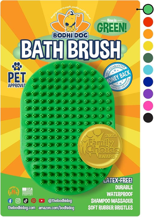 Bodhi Dog Shampoo Brush - Pet Grooming & Bath Supplies for Cats and Dog - Bath Brush for Long & Short Hair - Premium Scrubber for Shower, Bathing & Massage (One Pack, Green)