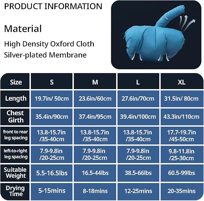 MANON ROSA Dog Drying Bag Hands Free Quick Drying Pet Grooming Tool for Small Medium Large Puff Fluff Dogs & Cats, 360 Degree Shower Bath Hair Dryer Suit (Small)