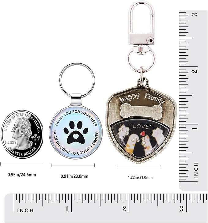 Dog Tags Personalized QR Code Dog Tag, Retro Brass Personalized Pet ID Tags Modifiable Pet Online Profile, Multiple Emergency Contact, (Pet Paw)