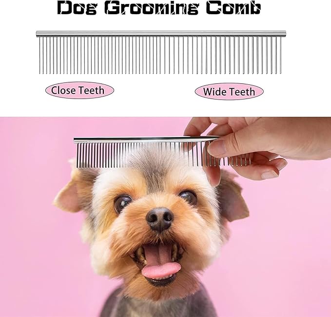 Dog Grooming Scissors - 3 in 1 Pet Grooming Shears Set, Curved Tips, Pink