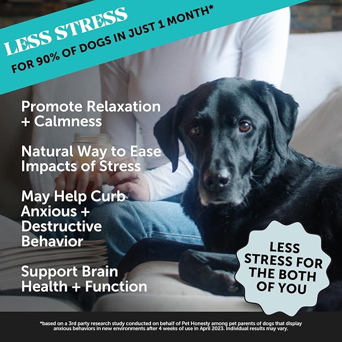 Pet Honesty Hemp Calming Chews for Dogs Max Strength- Dog Anxiety Relief, Dog Calming Treats with Hemp + Valerian Root, Melatonin for Dogs - Helps Aid with Thunder, Fireworks, Chewing & Barking (Duck)