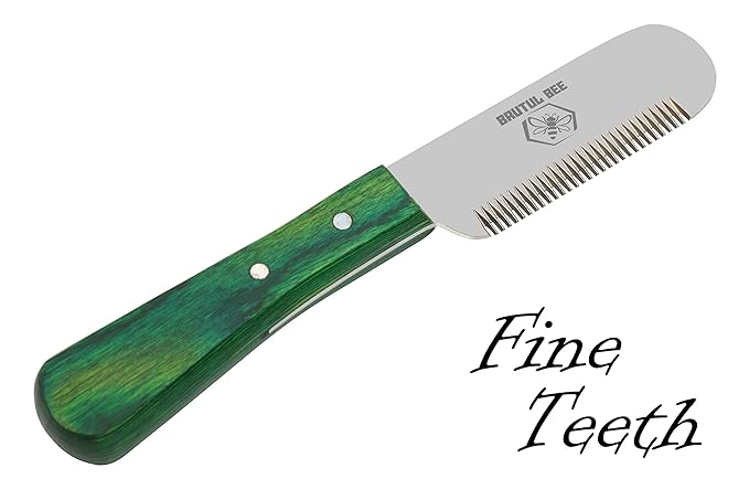 Brutul Bee Dog Grooming Coat Stripping Knife Stripper Trimmer Tool Wooded Handle Stripping Knives Set of 6 in Stainless Steel Non-Slip Tools for Grooming Dogs (Green)