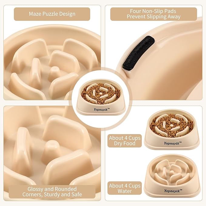 Slow Feeder Dog Bowls for Healthy Eating, Non-Slip and Anti-Choking Design, Reduces Bloating & Overeating for Large Dogs, Easy to Clean