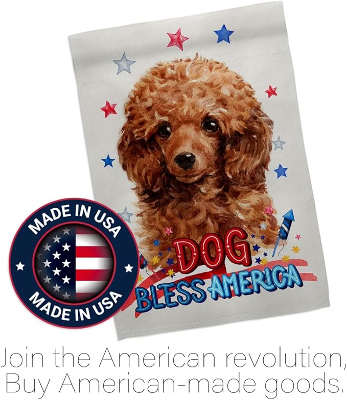 Breeze Decor Patriotic Miniature Poodle House Flag 2 pcs Pack Dog Puppy Spoiled Paw Canine Fur Pet Nature Farm Animal Creature Banner Small Garden Yard Gift Double-Sided, Made in USA