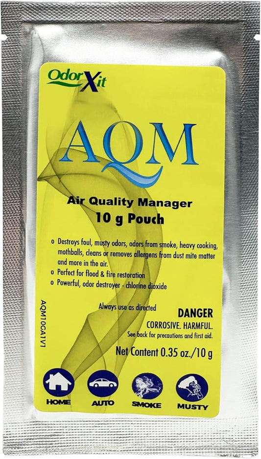 AQM by OdorXit, Air Quality Manager Chlorine Dioxide Odor Removal Packet, Dog Odor Eliminators for Home, Wet Dog Smell & Car Deodorizer, Strong Smell Neutralizer, 10g