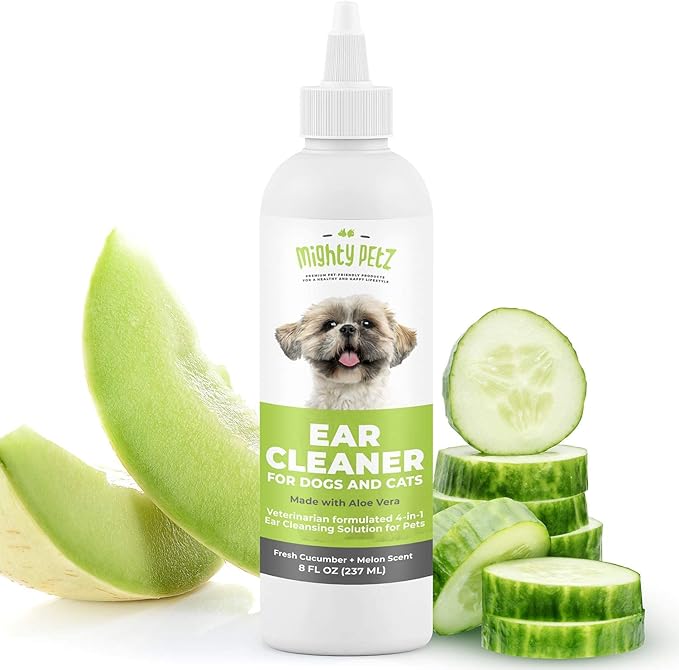 Mighty Petz 2-in-1 Oatmeal Dog Shampoo + Mighty Petz Dog Ear Cleaner Solution + 2-in-1 Dog Breath Freshener Spray & Water Additive Bundle