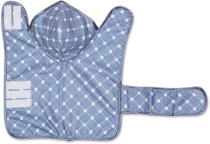 Bone Dry Pet Robe Collection, Trellis Paw Print, Absorbent Microfiber Bath Robe with Adjustable Closure for Dogs & Cats, X-Small, Stonewash Blue