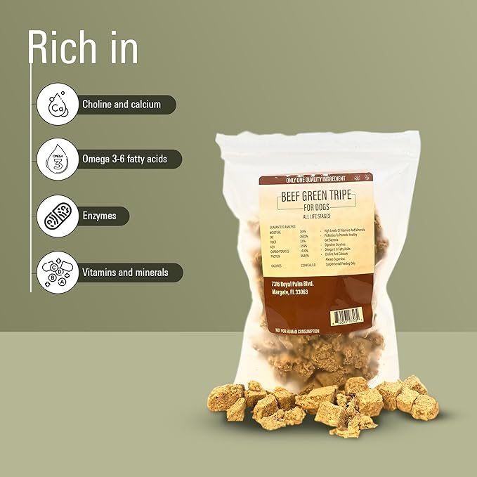 Freeze Dried Beef Tripe Dog Treats – Raw, Single Ingredient, Grain Free, Natural & Organic Treats for Dogs & Cats
