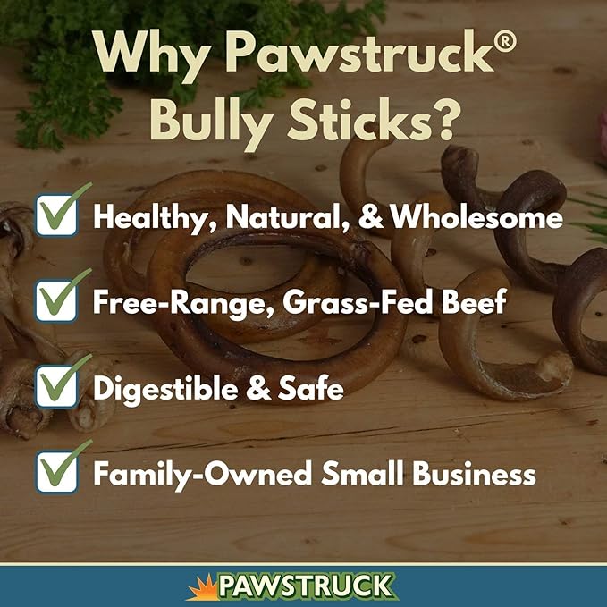 Pawstruck All-Natural 6" Bully Stick Springs for Dogs - Fun Challenging Rawhide Free 100% Beef Single Ingredient Chew Treat Bones - Fully Digestible Low Odor - 25 Pack - Packaging May Vary
