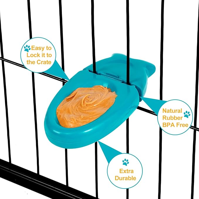 Dog Training Toy for Crate Training Peanut Butter Slow Feeder Treat Dispenser Training aid to Reduce Anxiety (Deep Fish)