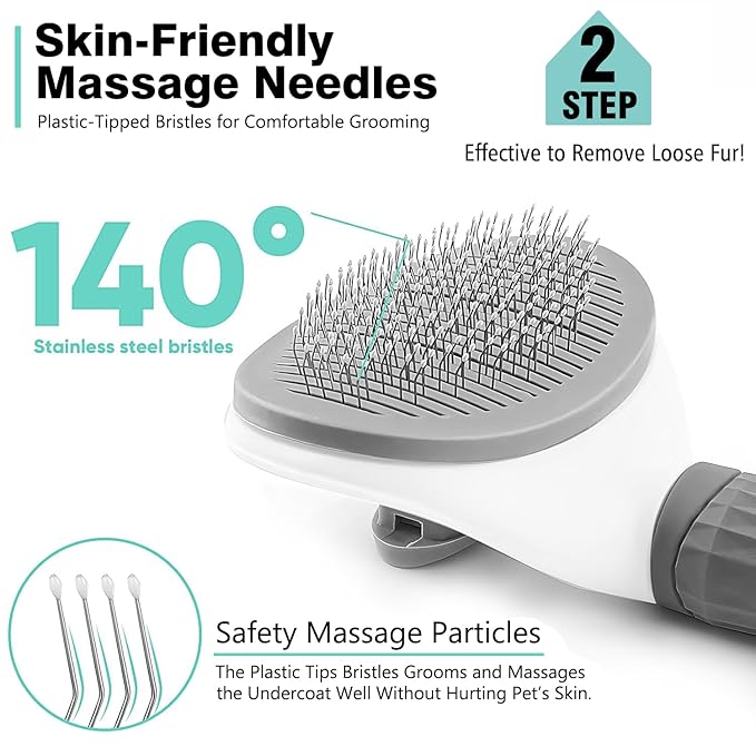 3PCS Dog Grooming Brush - Dog Brush for Shedding Massaging Bathing - Double Sided Shedding, Dematting Undercoat Rake - Self Cleaning Slicker Brush for Dogs and Cats with Long or Short Coats