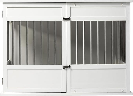 New Age Pet Horizon Pet Crate - Durable ECOFLEX with Stainless Steel Spindles, Bone-Shaped Latches, Easy Access Door, Stylish Design, 10-Year Warranty, Available in 3 Sizes & 2 Colors