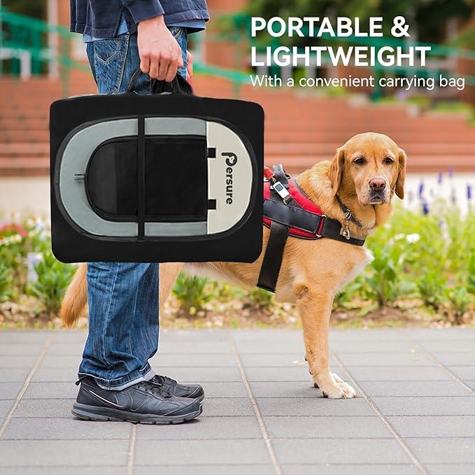 Dog Cat Playpen Indoor Outdoor for Puppy Pet Dog Cat Travel and Recovery After Surgery, Dog Enclosure Tent Crates Cage Indoor/Outdoor, Portable Pop Up Dog Kennel with Carrying Case (Grey, Medium)