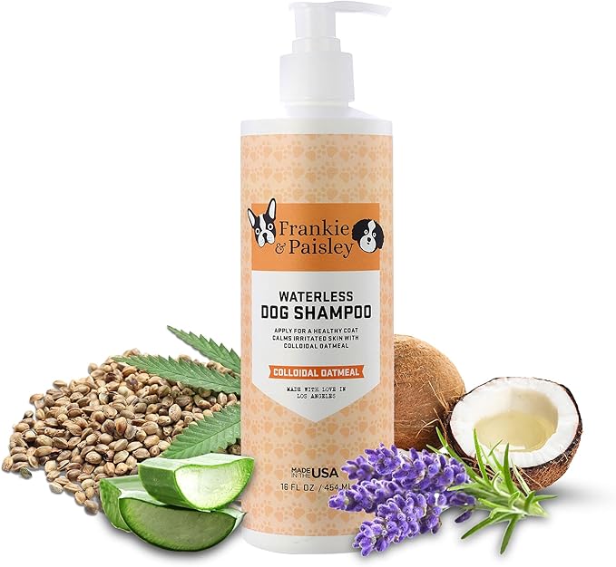 Frankie & Paisley Waterless Dog Shampoo, Natural Dry Shampoo for Dogs or Cats No Rinse Required with Natural Colloidal Oatmeal for a Deodorized Puppy and Quick Grooming - 16 fl. Oz