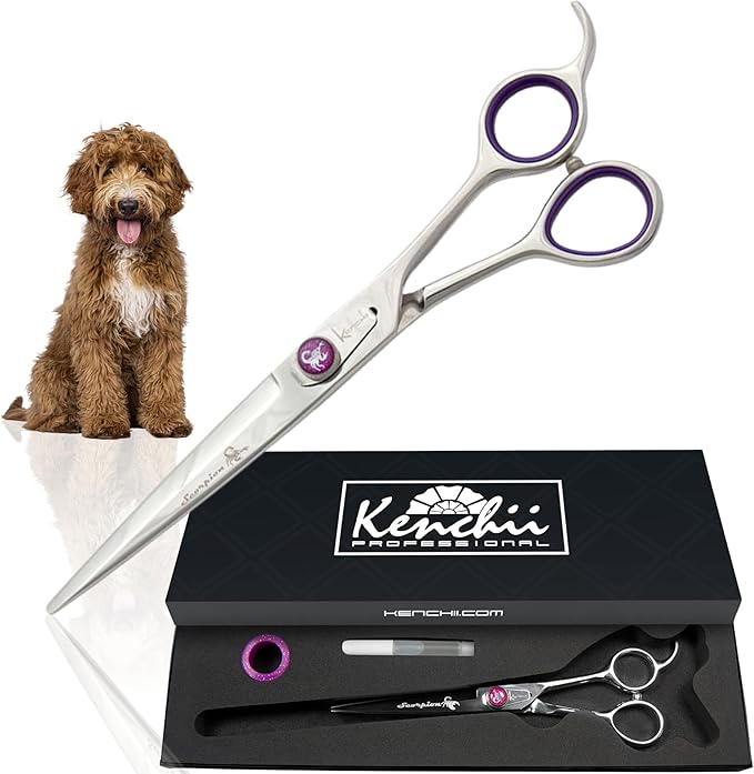 Kenchii Scorpion Dog Grooming Scissors, 7 Inch Straight Shears, Dog Scissors for Grooming, Professional Pet Grooming Scissors, Heavy Duty, Durable and Sharp