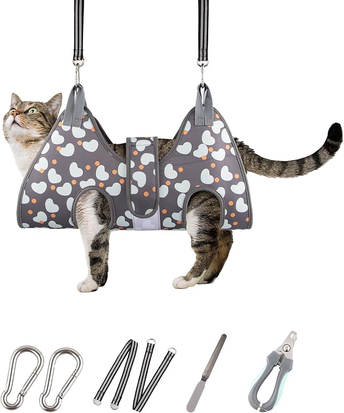 Pet Hammock & Harness for Small Dogs & Cats - Grooming Sling for Nail Trimming & Cutting