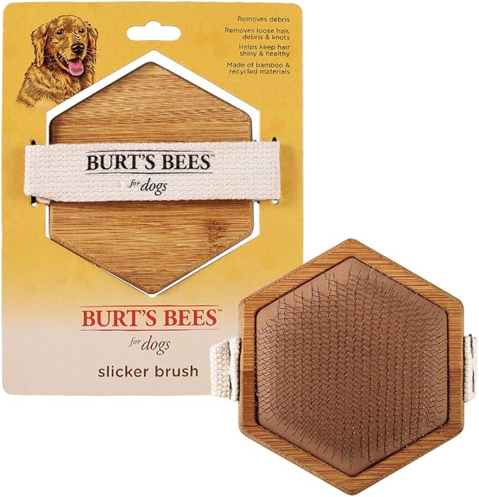 Burt's Bees for Pets Palm Slicker Brush - Recycled Bamboo Dog and Puppy Grooming Tool, Pet Hair Brush and Comb