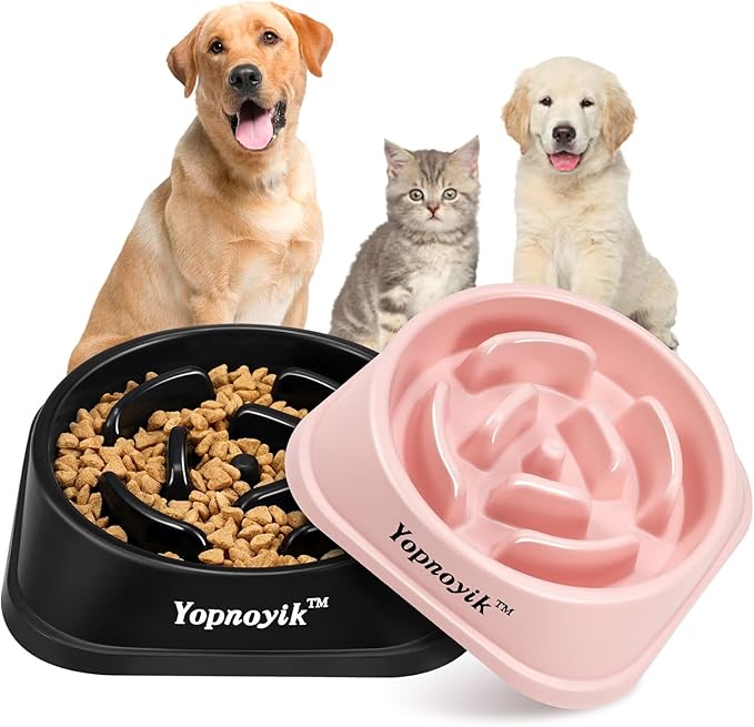 2 Pack Slow Feeder Dog Bowls for Healthy Eating, Non-Slip and Anti-Choking Design, Reduces Bloating & Overeating for Small & Medium Dogs and Cats, Easy to Clean