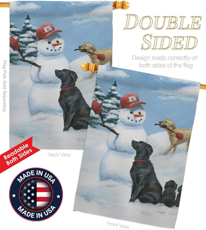 Breeze Decor Snow Pals House Flag 2 pcs Pack Dog Puppy Spoiled Paw Canine Fur Pet Nature Farm Animal Creature Decoration Banner Small Garden Yard Gift Double-Sided, Made in USA