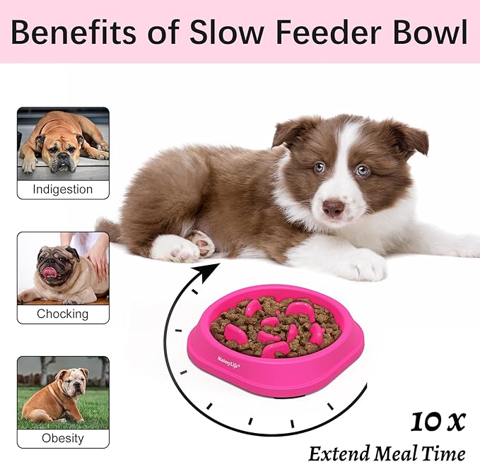 MateeyLife Small Slow Feeder Cat Bowls, Anti-Choking Puzzle Cat Food Bowls, Non Slip Interactive Dog Feeding Slow Down Eating, Bloat Stop Maze Dishes Dog Feeder for Small Breeds 1 Cup Purple