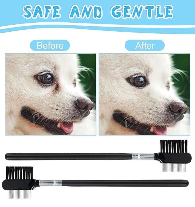 4 Pack Dog Eye Comb Double-Sided Metal Grooming Tool for Debris Removal, and Gentle Eye Care for Puppies and Kittens