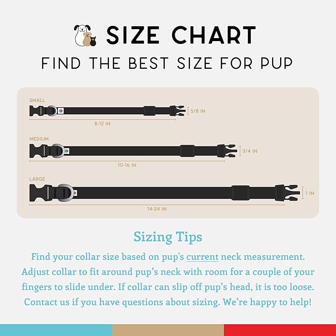 Dog Collar, Lightweight, Heavy Duty Dog Collar with Buckle, Fabric Pet Collar, Breathable & Adjustable Puppy Collar, Dog Collars for Medium Dogs (Black, Medium - 10-16 Inch) - Wildebeest