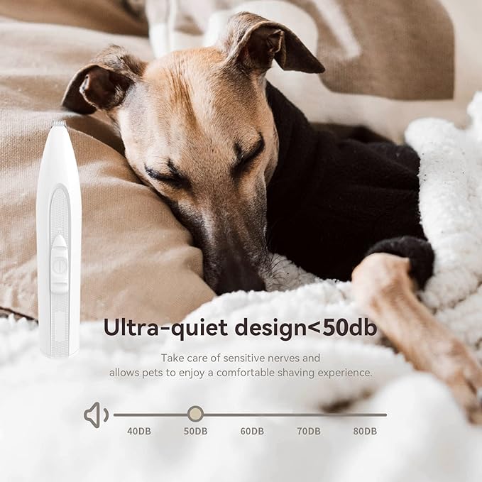 Dog Paw Trimmer, Dog Clippers, Cordless Cat and Small Dogs Clipper, Low Noise Electric Mini Pet Grooming Clippers for Trimming The Hair Around Face, Paw Pads, Eyes, Ears, Rump