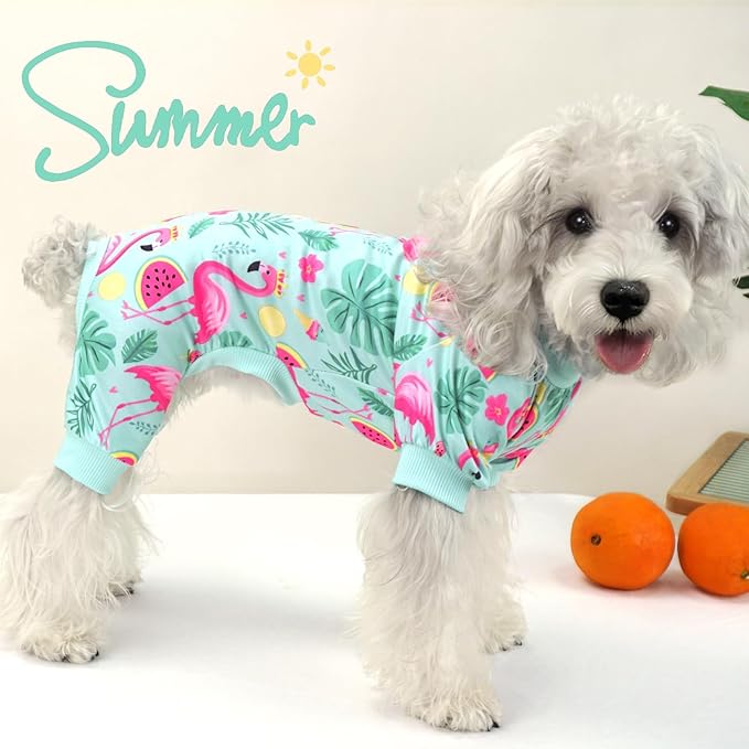 XPUDAC 4 Pieces Dog Pajamas for Small Dogs Pjs Clothes Puppy Onesies Outfits for Doggie Christmas Shirts Sleeper for Pet