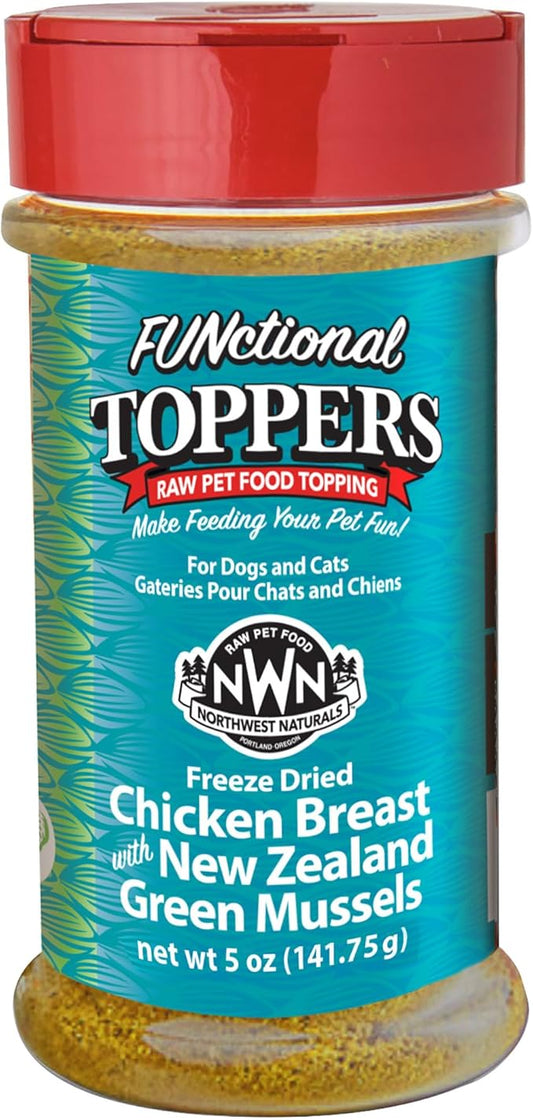 Northwest Naturals Freeze-Dried Chicken Breast with Green Lipped Mussels - Functional Topper - for Dogs and Cats - Healthy, Limited-Ingredients, Human Grade, All Natural - 5 Oz (Pack of 1)