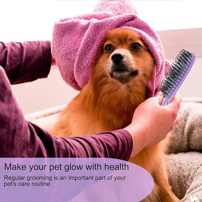 Dog Grooming Bath Brush, Pet Instant Detangler Pin Brushes, Soft Silicone Shampoo Soothing Comb for Wet Dry Long Short Haired Small Dogs & Cats Massaging, Deshedding Shower Scrubbing,Pink