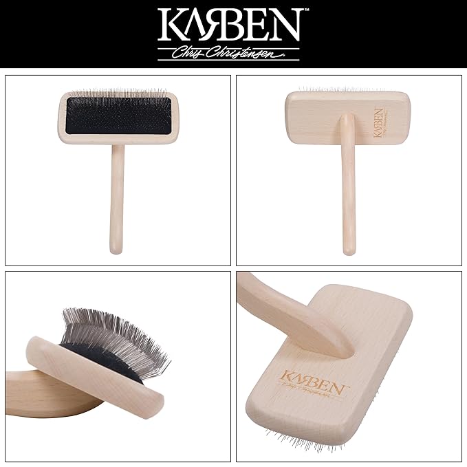 Chris Christensen Karben III Slicker Brush for Dogs, Groom Like a Professional, Ideal For All Coat Types, Remove Shedding Coat, Tangles and Dead Undercoat, 17 mm Stainless Steel Pins, Medium