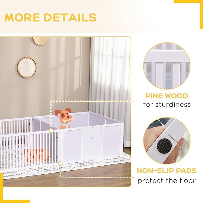 PawHut Whelping Box for Dogs Built for Mother's Comfort, Dog Whelping Pen with Removable Doors, Puppy Playpen for Indoors, Newborn Puppy Supplies & Essentials, 81" x 39" x 20", White