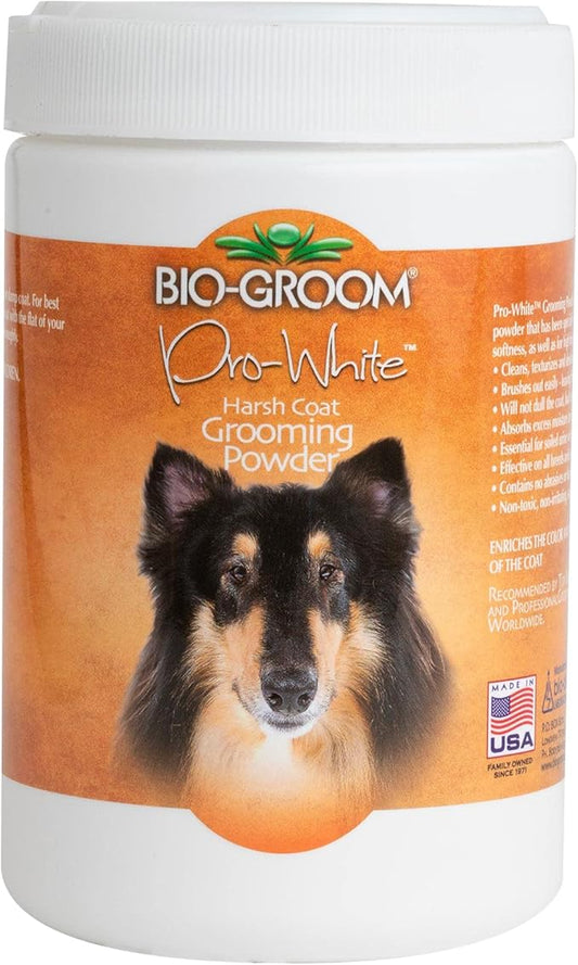 Bio-Groom Pro-White Dog Grooming Powder – Harsh Coat Defense, Dog Bathing Supplies, Puppy Wash, Cat & Dog Grooming Supplies, Cruelty-Free, Made in USA, Dog Powder for Odor – 8 oz 1-Pack