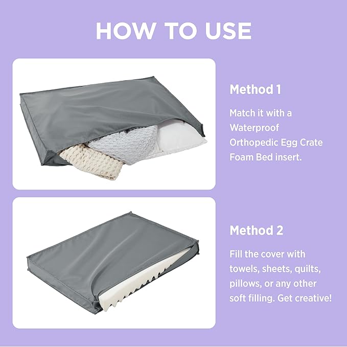 Lesure Water-Resistant Dog Bed Cover - Large Dog Bed Removable Cover, Replacement Washable, Dog Bed Covers for Pet Mat Bed, 36x27x3 Inches