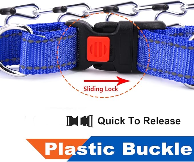 Supet Dog Prong Collar, Dog Choke Collar Adjustable Dog Pinch Collar with Quick Release Buckle/Nylon Cover for Small Medium Large Dogs