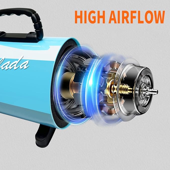 High Velocity Professional Dog Grooming Dryer,Adjustable Temperature and Speed Hair Dryer for Pets with 4 Nozzles