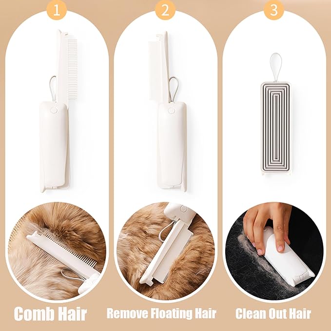 Collapsible Pet Hair Comb,3 In 1 Multifunctional Pet Grooming Brush Pet Hair Comb,Professional Grooming Tool For Long And Short Haired Dog,Cat And Other Pets,1Pieces.