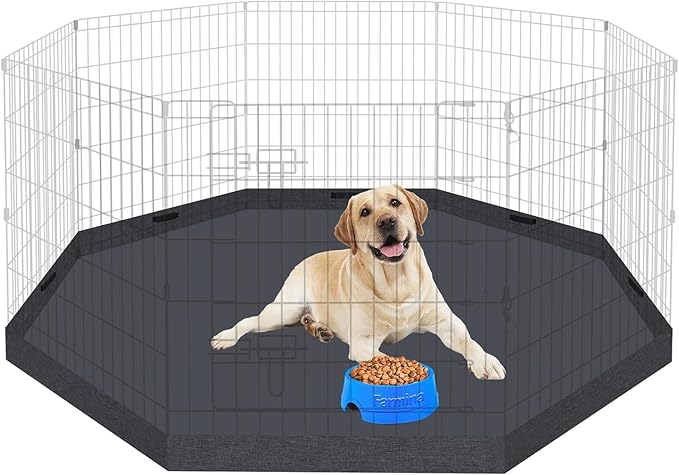 Artmalle Dog Pet Playpen 8 Panel 24 Inch Bottom Pad Cover for Small Medium Pets Indoor Outdoor (Only Cover,Playpen Not Included)(Black Bottom pad Cover)