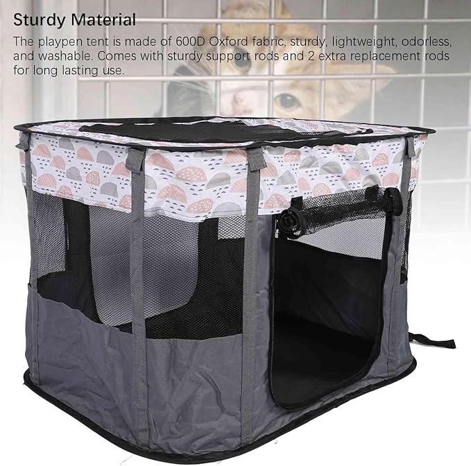 Dog Playpen, Foldable Pet Playpen Portable Cat Enclosed Playpen Cage Kennel Tent Crate with Storage Bag for Kitten Puppy Indoor Outdoor Travel Camping